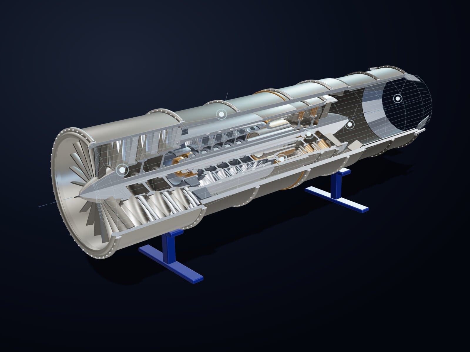 Cutaway of a representative turbofan engine as a digital twin