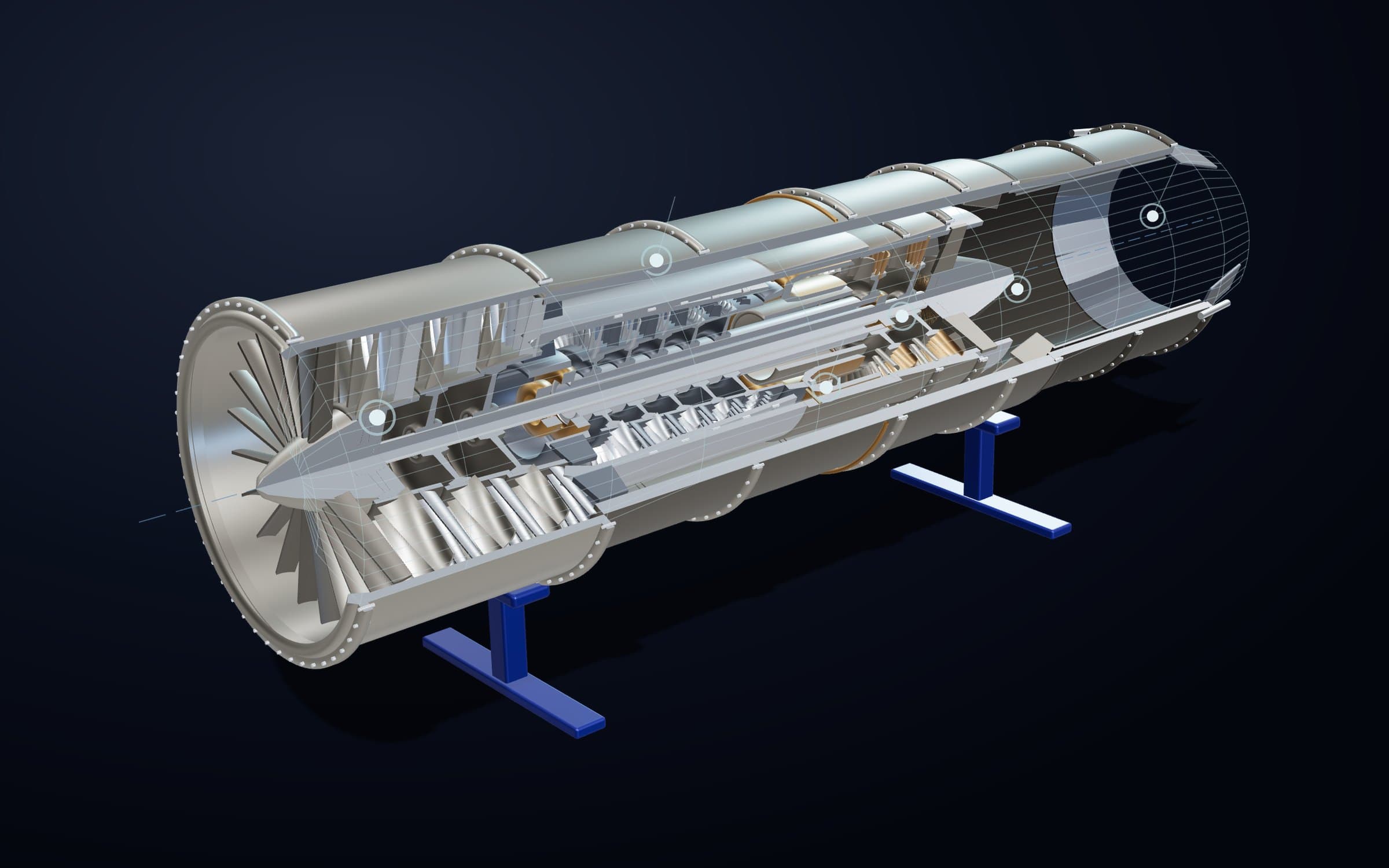 Cutaway of a representative turbofan engine as a digital twin