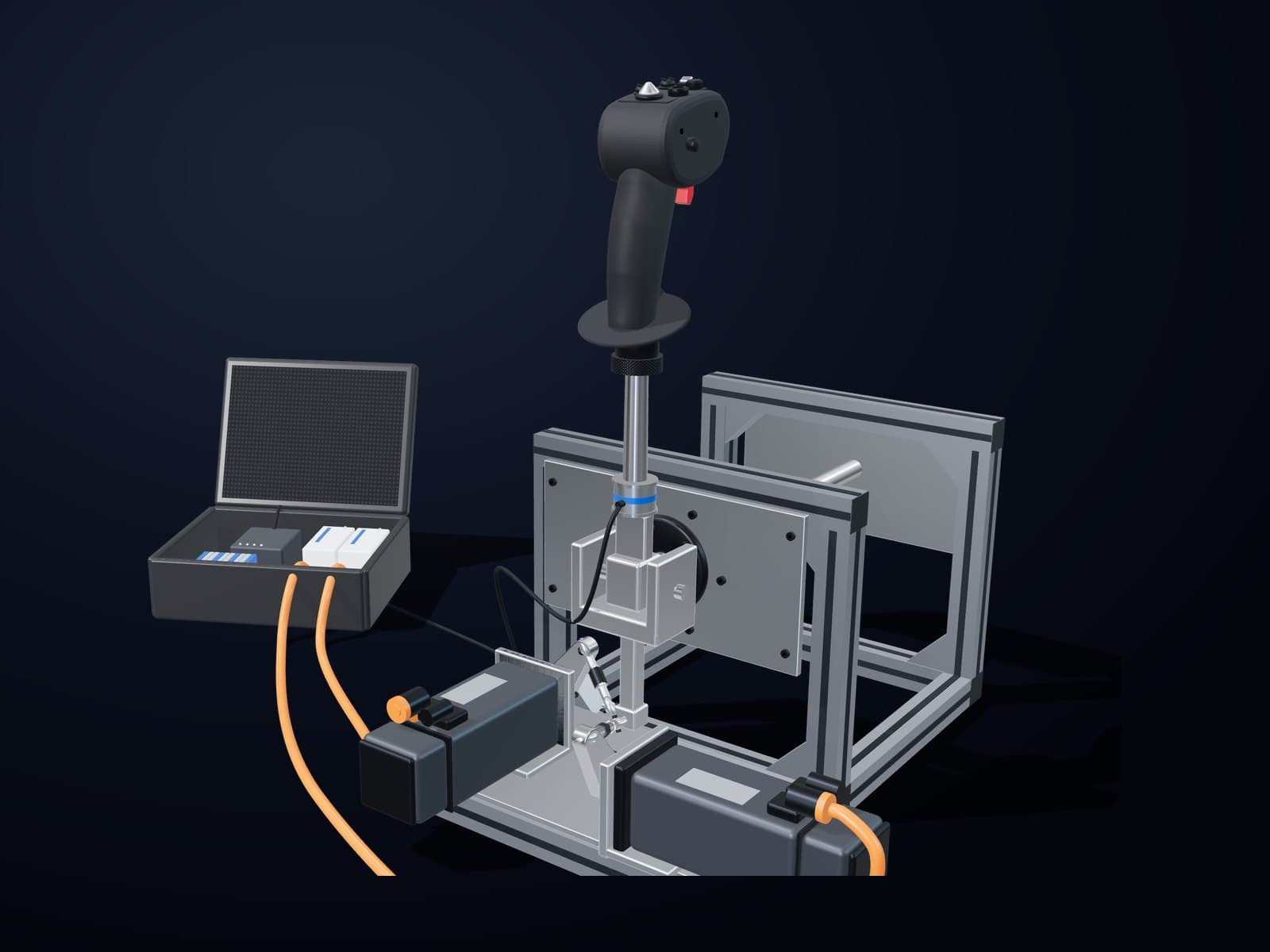 CANBERRA control loading system: control stick on an electromechanical actuation rig