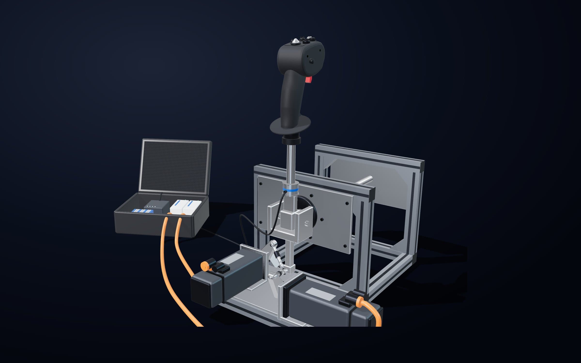CANBERRA control loading system: control stick on an electromechanical actuation rig